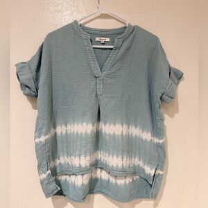 Madewell Blue Tie-Dye Lightspun Lakeline Popover Top Shirt size XXS